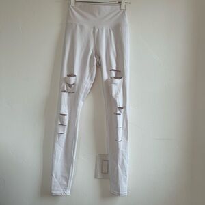 ALO YOGA High Waist White rip leggings